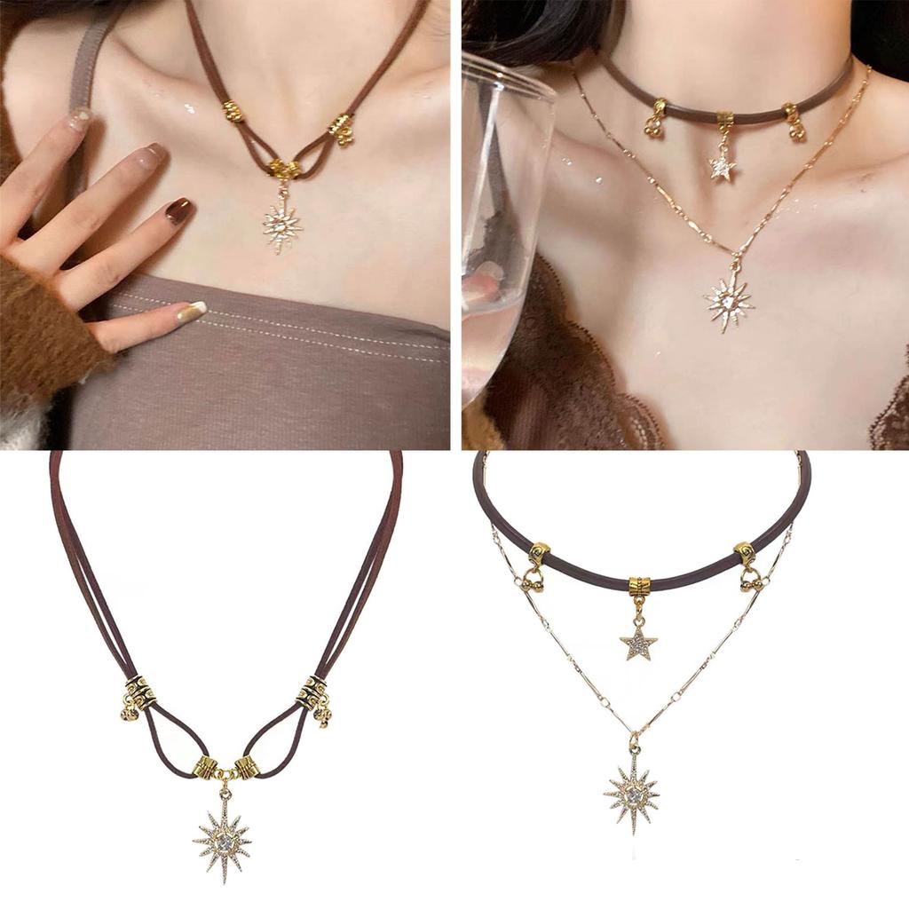 Stylish Sun and Moon Pendant Necklace Clavicle Chain Choker Necklaces Women's Charm Unique Jewelry Gift for Women
