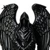 Black Matte Finish Statue 3D Printed Sculpture Decoration, Dark Gothic Angel Decoration with Detailed Feather Decor Texture, Figurine for Home Office