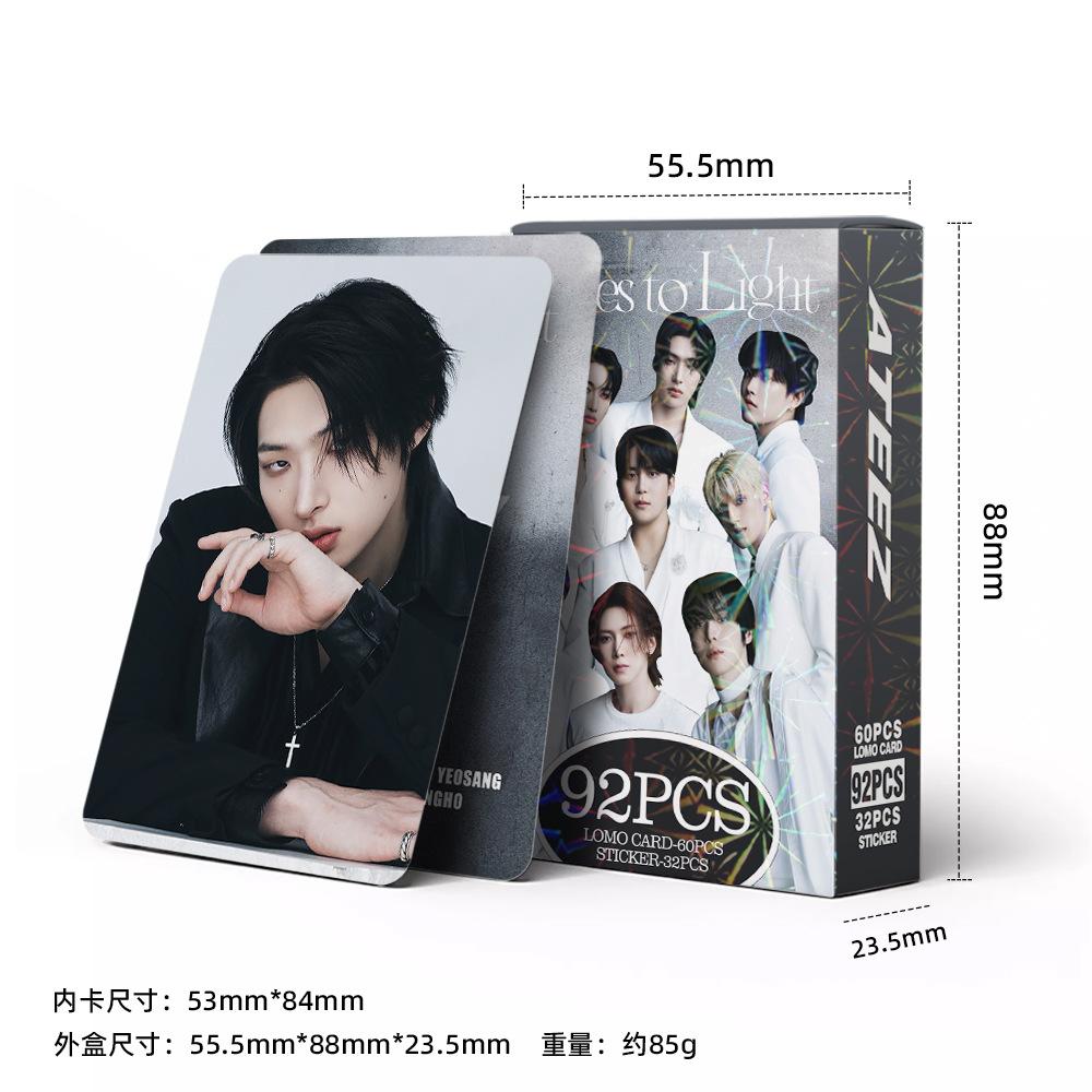 92-Piece Ateez Latest Album 'Ashes To Light' Star Stickers Lomo Card Merchandise Photo Cards, Birthday Surprise Present
