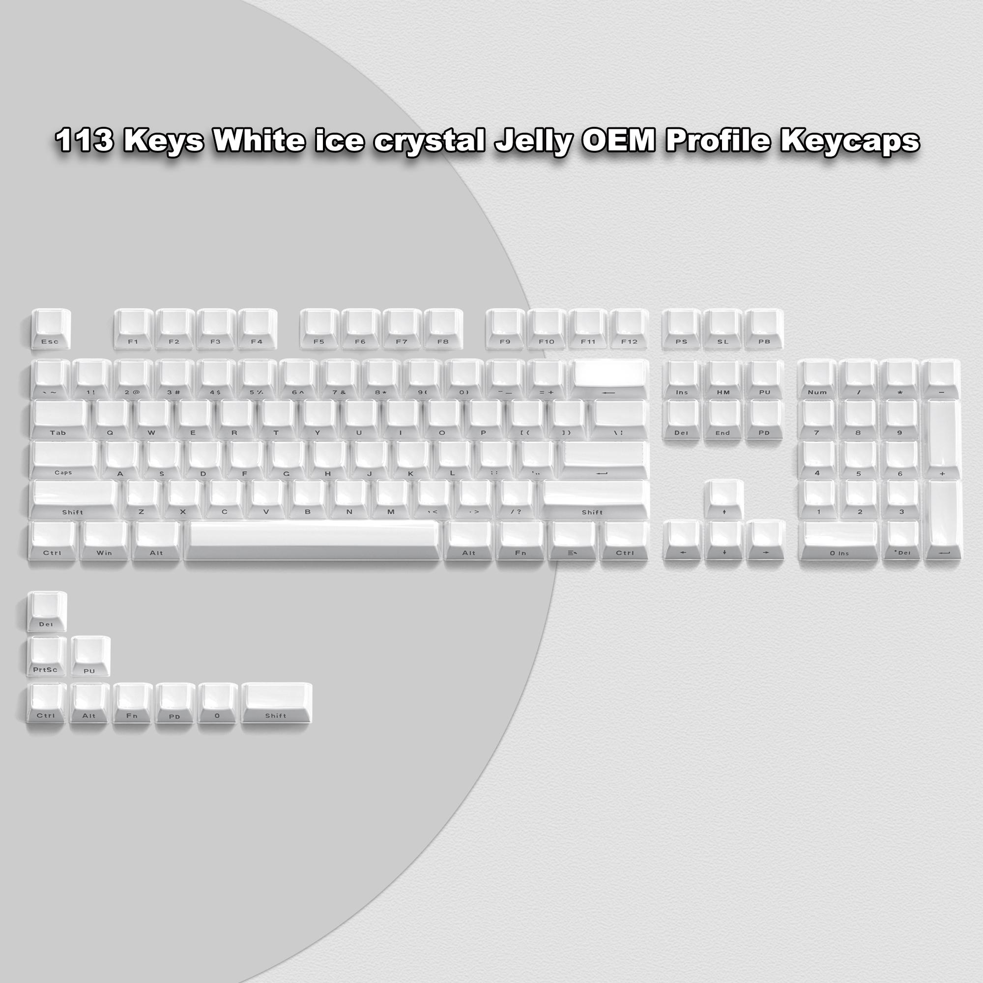 

113 Key Jelly Round Side Keycaps Ice Crystal Translucent Pink OEM Profile Key Cap для Cherry MX 61 68 104 Механічна клавіатура