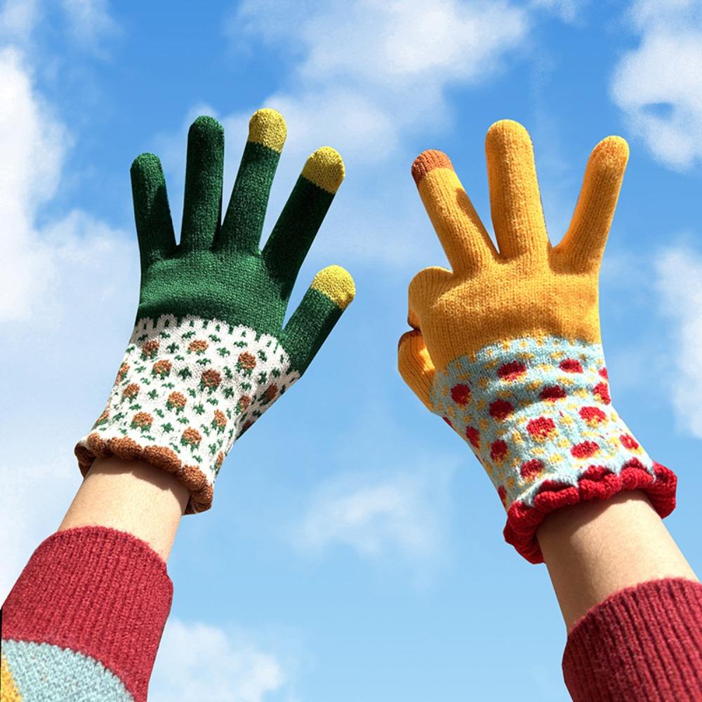 Touch Screen Warm Gloves Thickened Skiing Gloves Warm Full Finger Mittens Winter