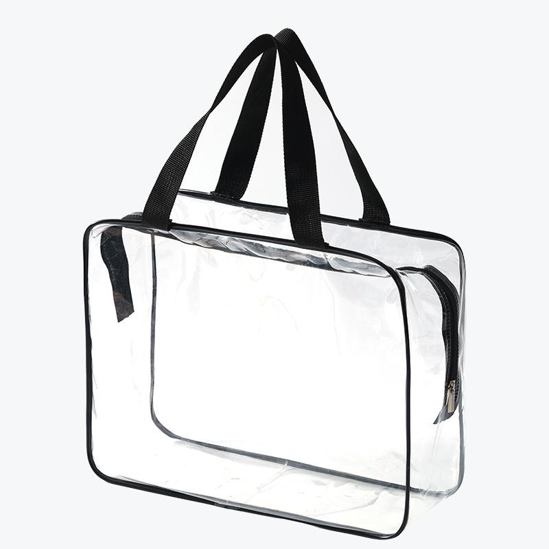 Waterproof Transparent PVC Makeup Bag with Custom Pattern and Large Capacity