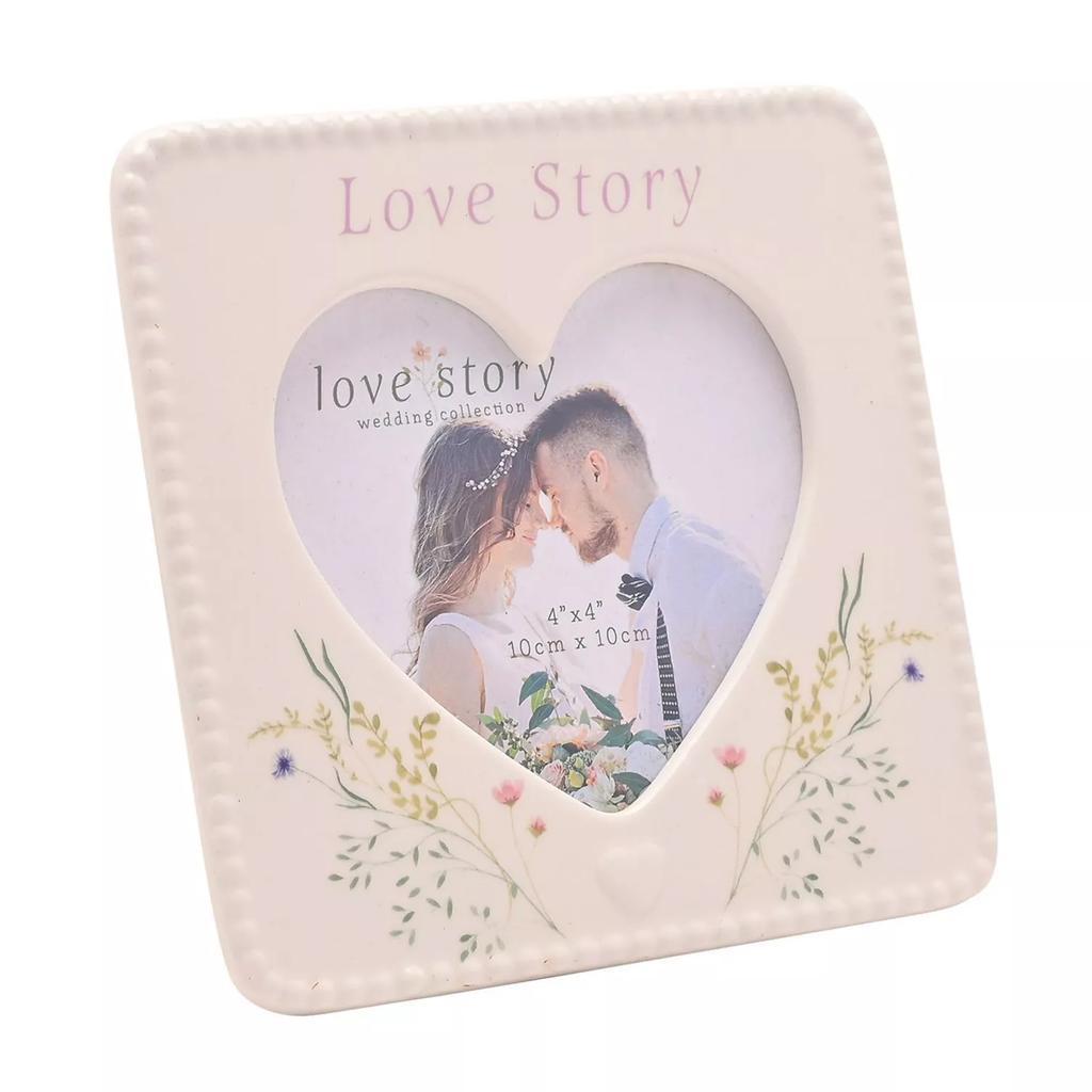 Celebrations Love Story Ceramic Heart Single Photo Frame