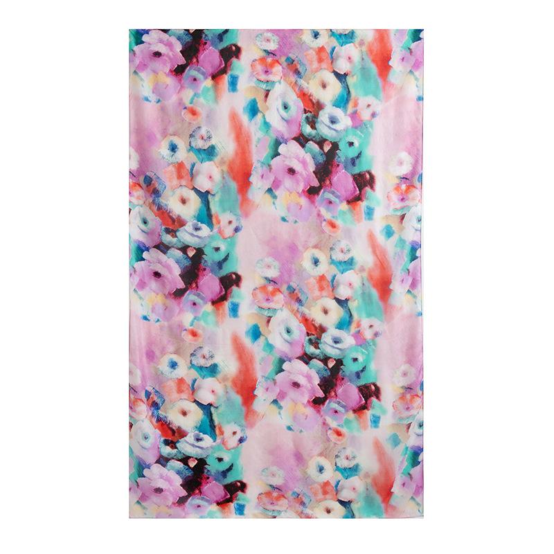 Spring  100% mulberry silk scarf women's thin shawl silk oil painting retro plain crepe satin premium long scarf