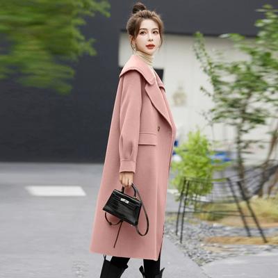 Chic Doll Collar Korean Style Long Woolen Coat for Ladies with High-end Aesthetic and Feminine Charisma