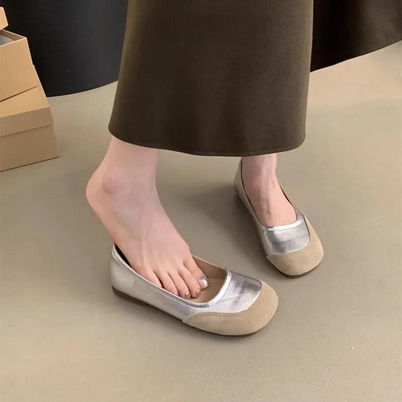 Women  New Autumn Fashion Retro Shallow Mouth Round Toe Single Shoes for Women Slip-on Mary Jane Shoe Ladies Soft Sole Flats