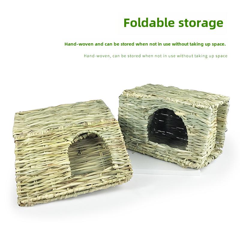 Foldable Water Grass Nest for Rabbits, Chinchillas, Guinea Pigs, and Dwarf Rabbits - Large Grass Mat Pet House