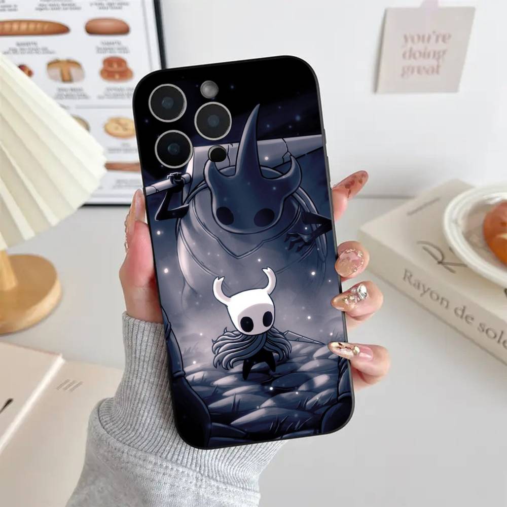 Anime Game Cool H-Hollow Knigth Phone Case Cool Black Silicone Soft For IPhone 16 15 14 13 12 11 X XR Plus Pro Max Plus
