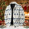 Men's Corduroy Collared Jacket Loose Fit Long Sleeve Casual Top with Christmas Print for Fall and Winter