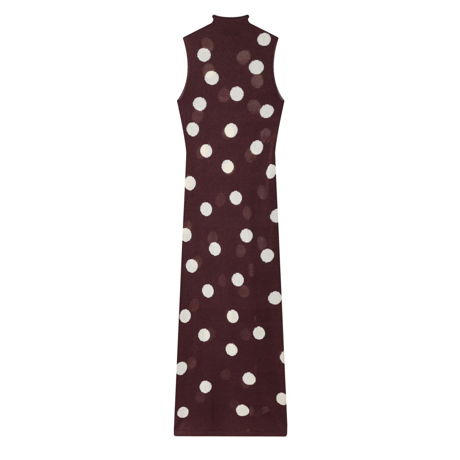European and American style, new women s clothing, sleeveless high-necked retro polka dot knitted dress 9598020 S