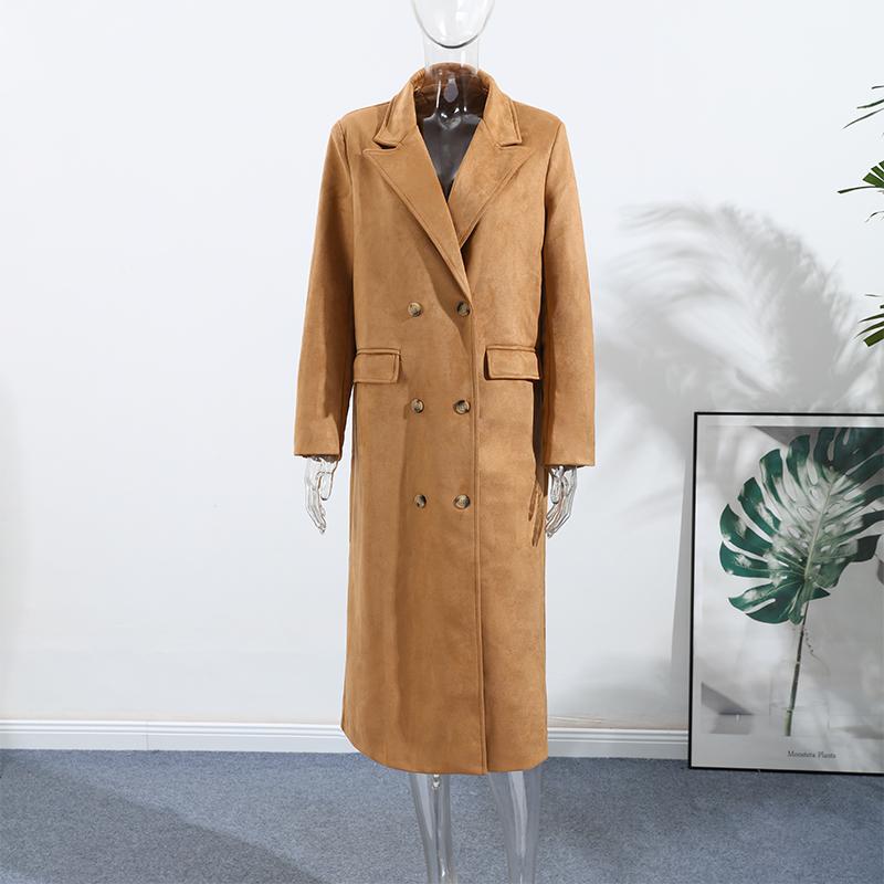 Wildleder Reversmantel Damen Winddicht und Warm Gerader Röhrenmantel Elegant Britischer Stil Pendler Oberbekleidung Herbst/Winter 2025