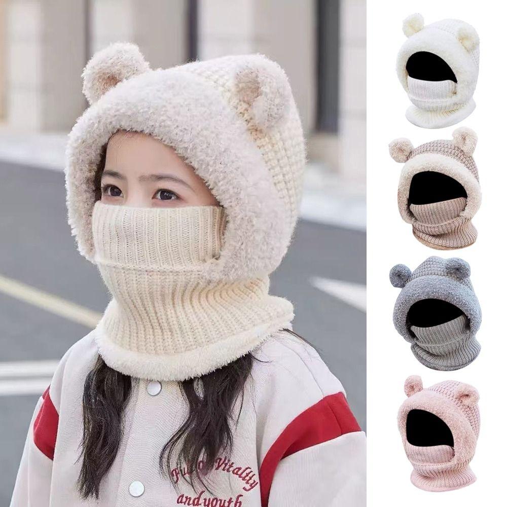 Woolen Kids Winter Hat Windproof Neck Warmth Cover Soft Hooded Cap  Winter
