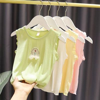 Women's Ice Cotton Facial Mask T-shirt Baby Girls' Children's Summer Dress Thin Girls' Vest