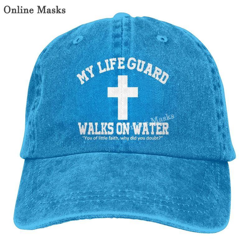 Denim Cap My Life Guard Walks On Water Christian Easter Religious Baseball Dad Cap Classic Adjustable for Unisex Women Hats