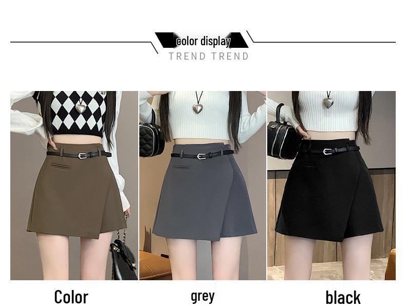 Coffee High-Waisted A-Line Irregular Culottes Skirt - Women's Spring 2025 Trend