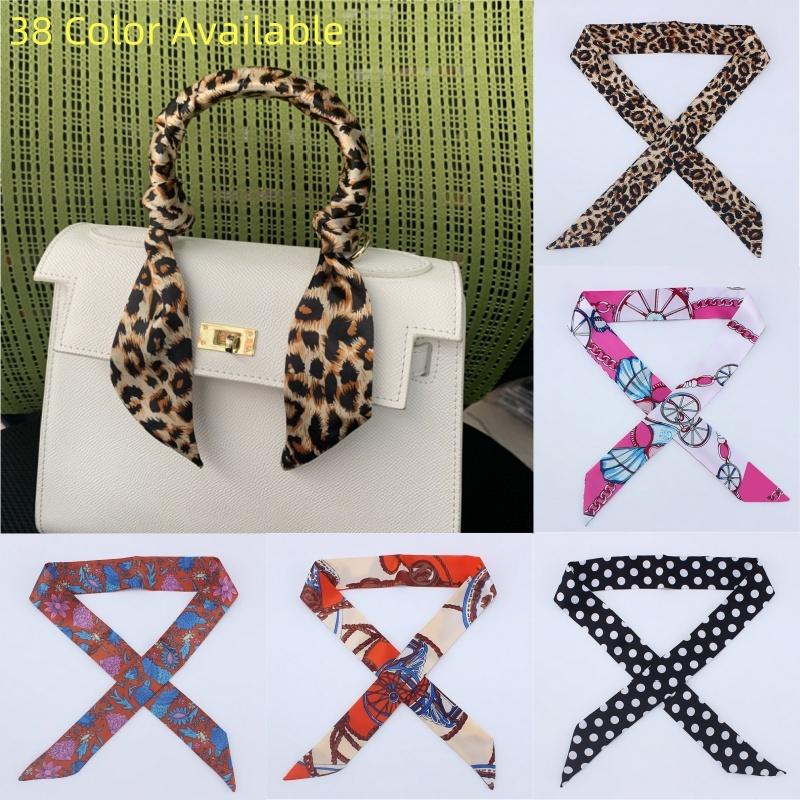 New Fashion Retro Pinrt Bag Luxury Designer Womens Silk Scarf Headwear Long Skinny Tie Scarves Ribbon Accessories Summer