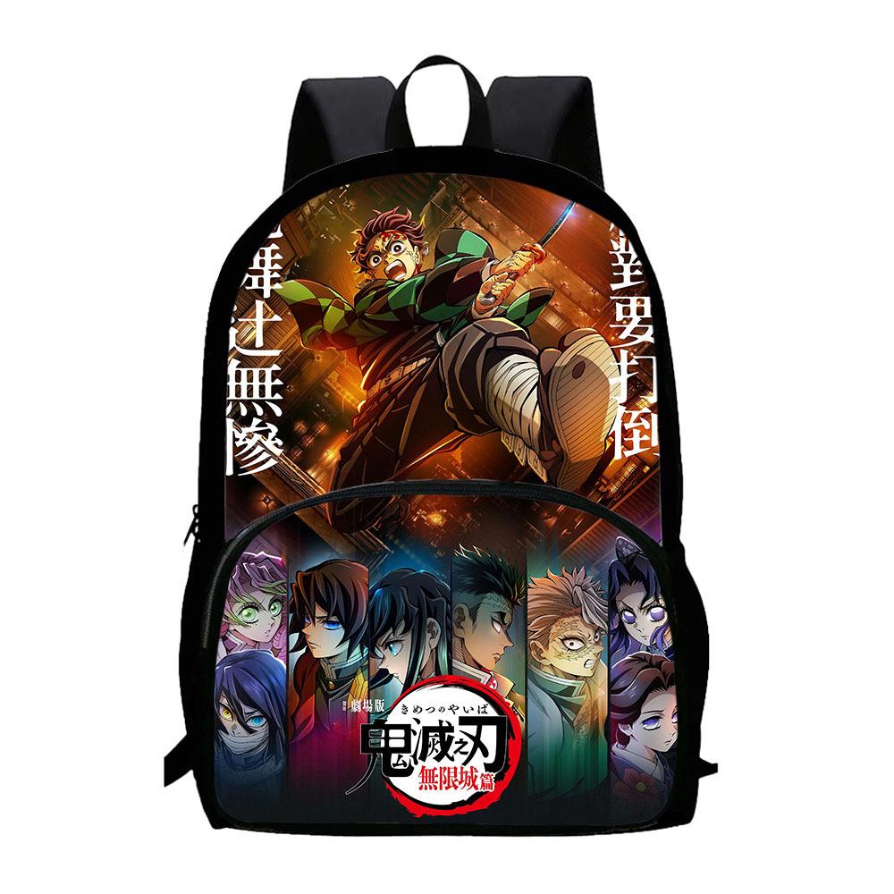 Japonské kreslené komiksy Demon Slayer: Kimetsu no Yaiba - Oblouk Nekonečného hradu Dětský batoh Velkokapacitní batoh s kapsou na zip 0015