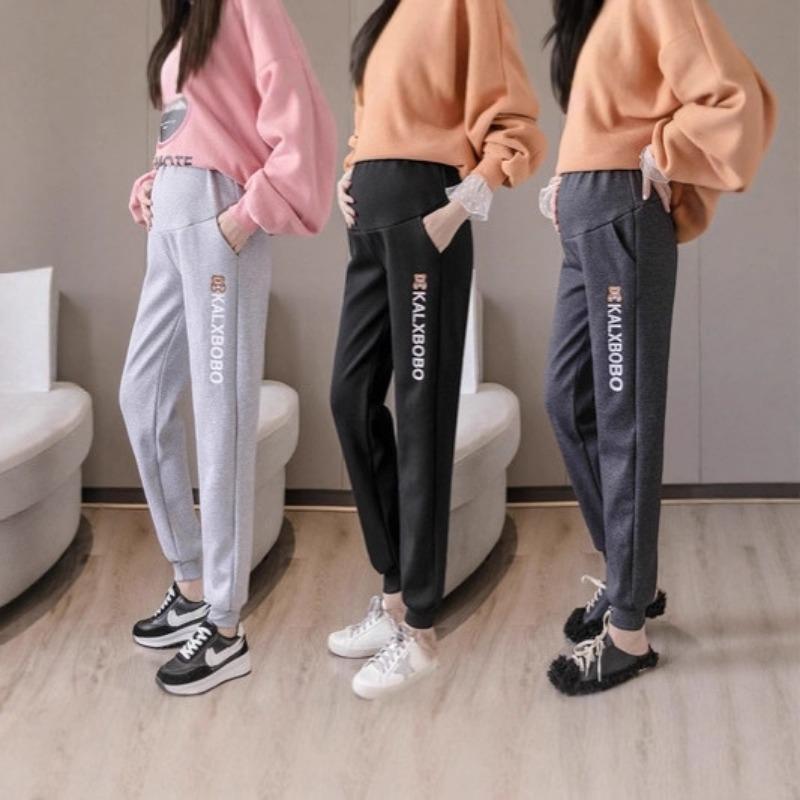 Maternity Pants Spring, Autumn and Winter Outer Wear Fleece Thickened Sports Casual Sweatpants Loose Large Size