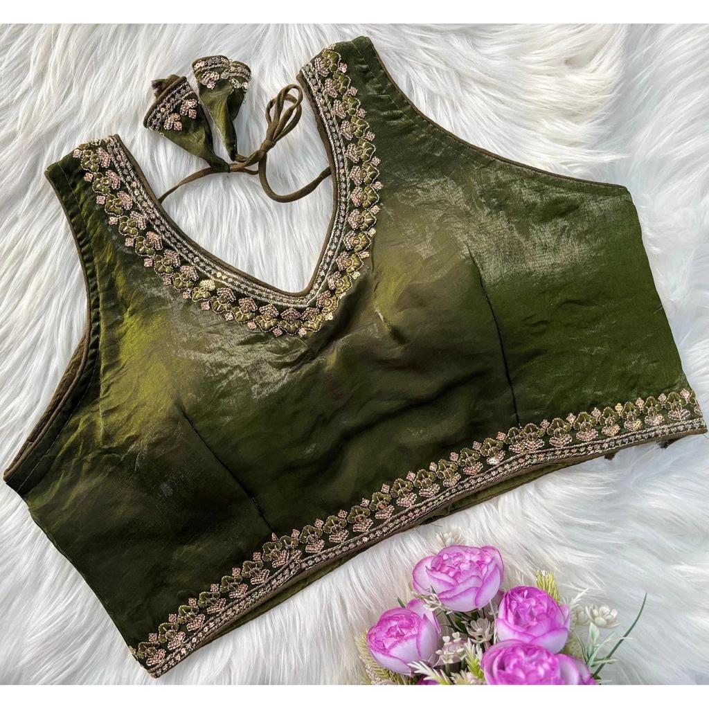 Blusa sin mangas de mezcla de seda para mujer Ropa de fiesta india Diseñador Étnico Choli