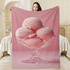Pink Ice Cream Ball Theme Flannel Printed Blanket Suitable for All Seasons Suitable for Living Room Office Sofa and Travel