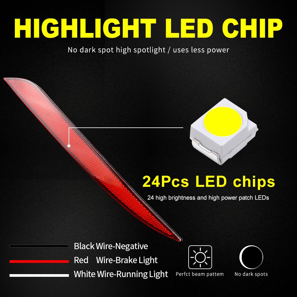 2PCS Fog Lamp Car Brake Red Tail Light LED Bumper Reflector Bulbs Warning Light For Tesla Model S 2012-up Turn Signal Rear Lamp