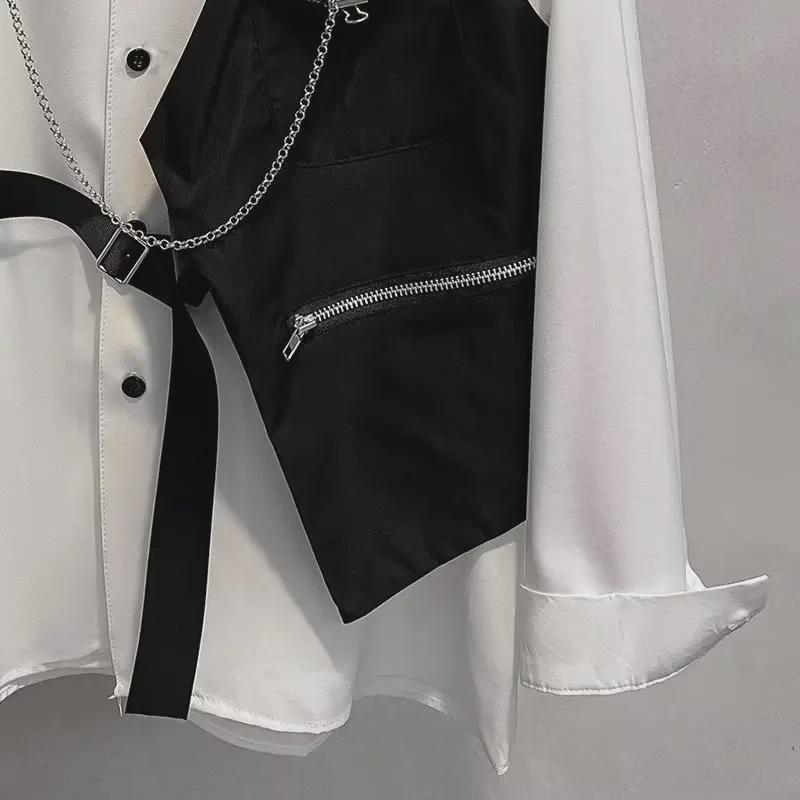 Men's Trendy Layered Street Fashion Two-Piece Suit: Vest & Shirt