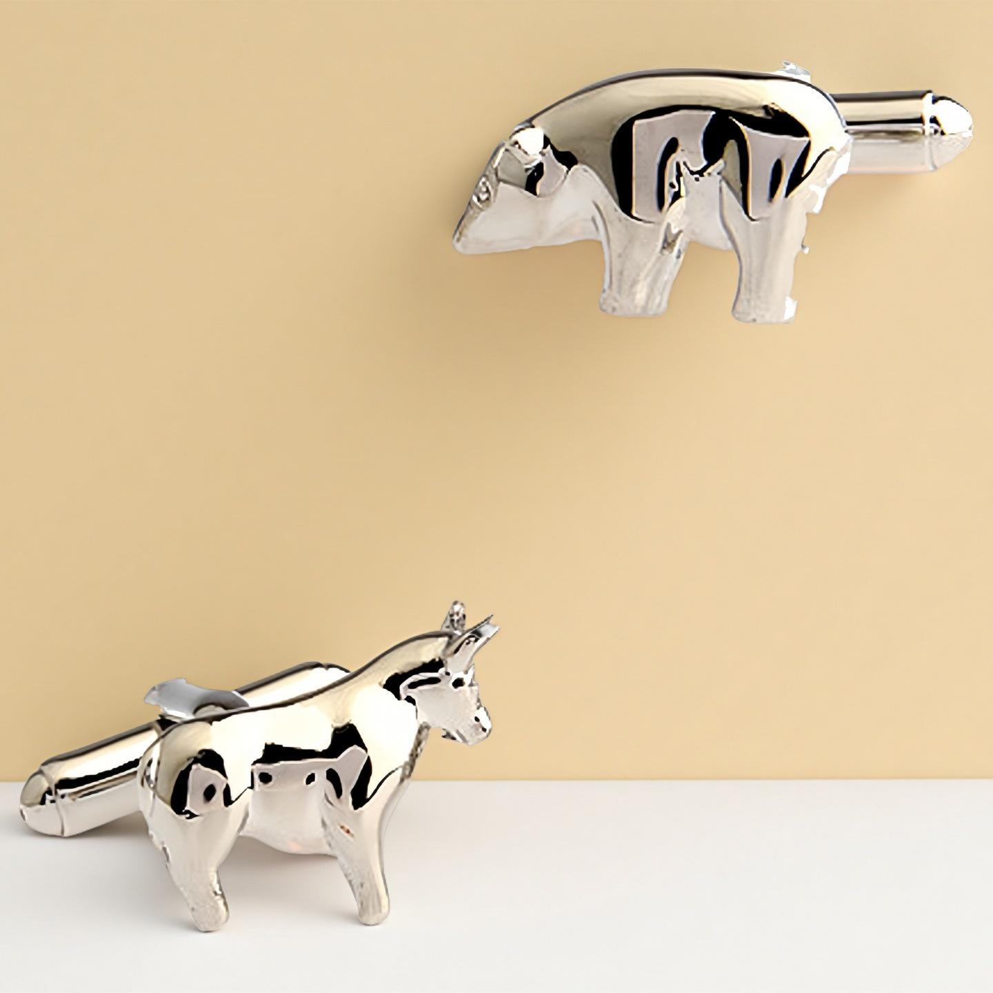 

Elegant Men s French Cufflinks - Bull and Bear Market Design