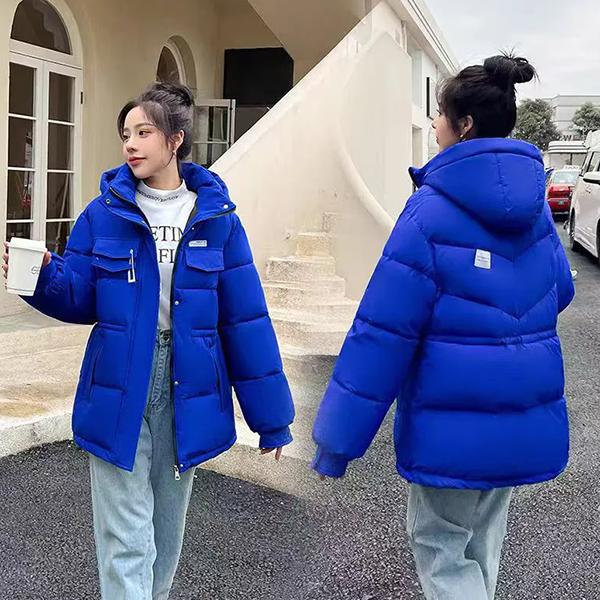 WTEMPO Große, dicke, mit Plüsch gefütterte Mäntel aus Baumwolle Lose Daunenjacken für Damen Baumwollmäntel mit Reißverschluss und Taschen