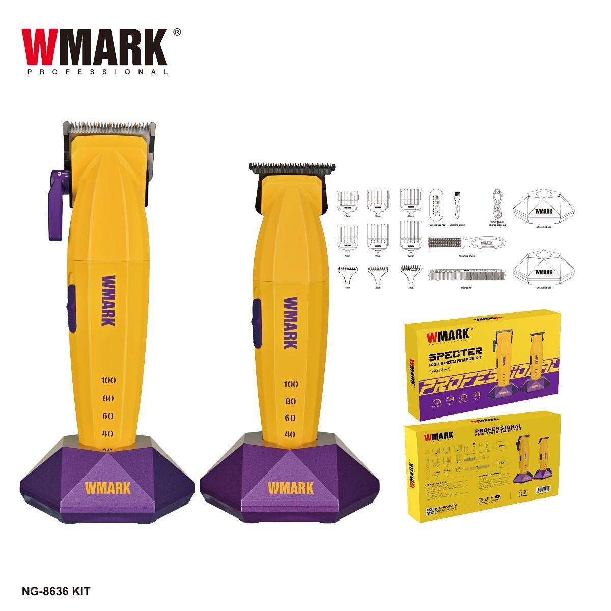 

WMARK Hair Trimmer Professional Clippers Cordless High Speed Barber Haircut Machine Charging Dock Trimmer for Men NG-8636 KIT