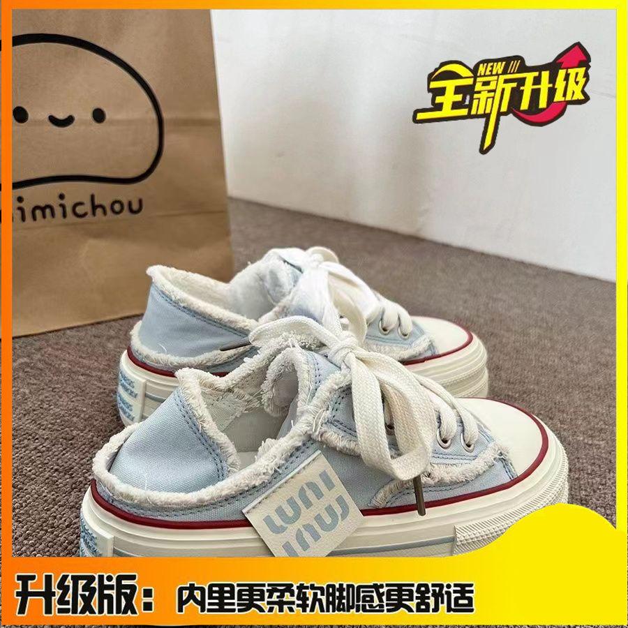 

Кеды Чжао Рут в том же стиле, женские летние дышащие туфли на толстой подошве, тонкие маленькие белые туфли 40 синий