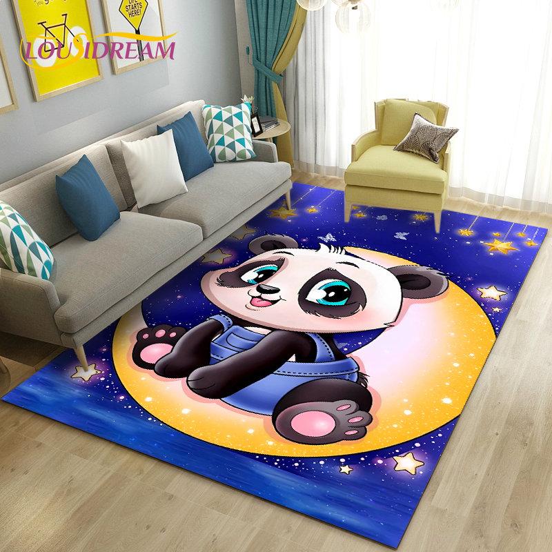Alfombra de área 3D de dibujos animados de panda lindo, alfombra para sala de estar, dormitorio, sofá, felpudo, decoración de cocina, alfombra de suelo antideslizante para niños