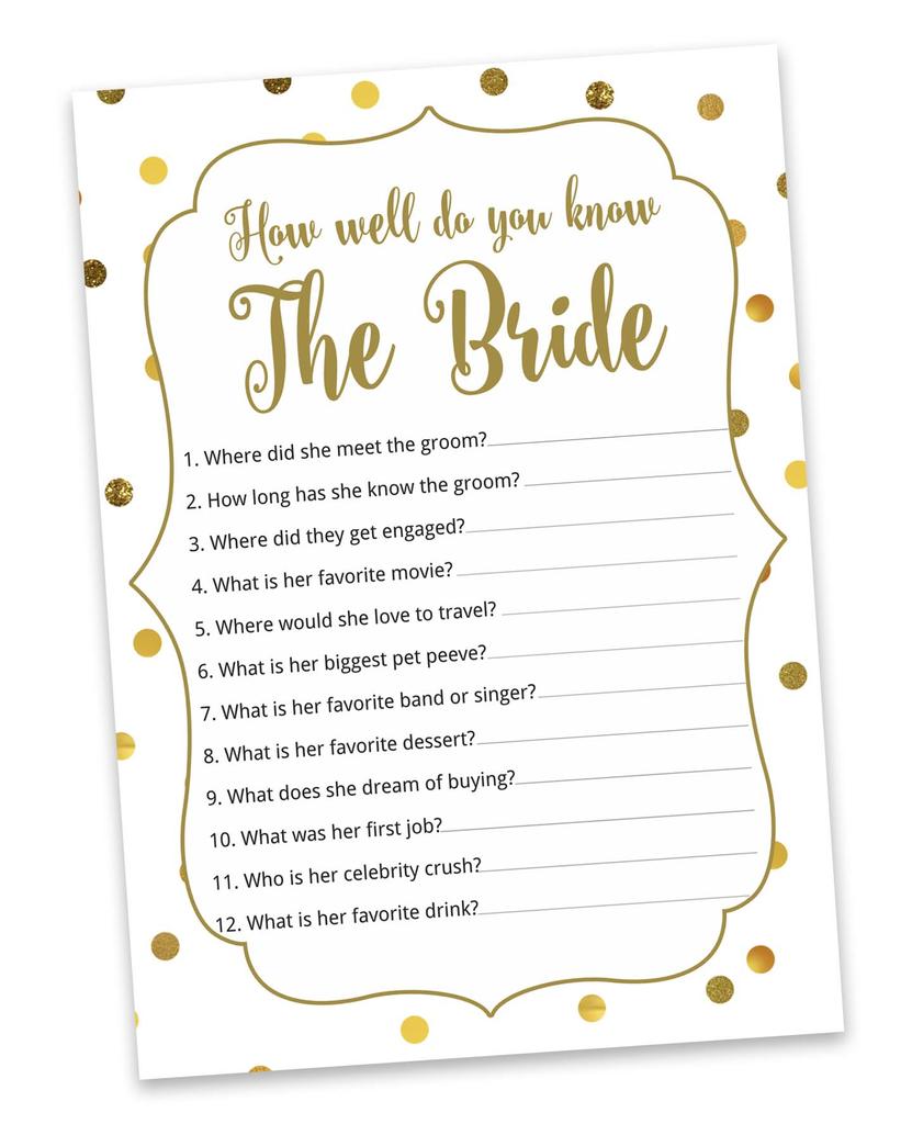 Inkdotpot 50A  Gold ConfettiA  BingoA  GameA  CardsA  For Bridal Wedding Shower Bachelorette Party Bulk Blank Square Fill In Gift