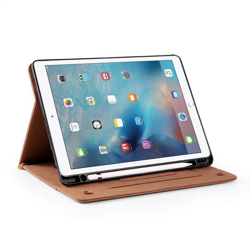 Leather Protective Case for Apple iPad-Brown Stand with Pencil Holder Card Holder Bracelet for iPad Full Series iPad/iPadproiPadair/iPadmini/iPad2024