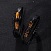 Men's Retro-style Leather Bracelet, Tiger Eye Stone Bracelet, Stainless Steel Bracelet