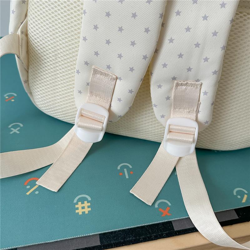 Mochila con Adorno de Encaje Rayas Estrelladas con Ventana Frontal Transparente y Múltiples Bolsillos Gran Capacidad Mochila Escolar Diaria para Adolescentes Estudiantes Viajes Diarios