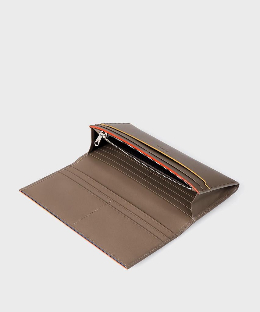 Paul Smith Striped Colored Edge Long Wallet In Grayish Beige