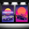 80s City Night CAR HOUSE SUNSET Wall Art 80s Outrun Vaporwave Style Poster Painting Decoration Kawaii Room Decor Canvas Poster