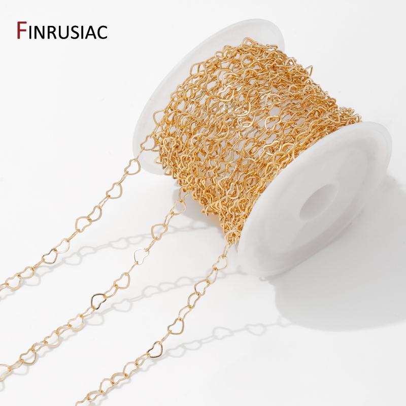 14/18K Vergoldetes Messing Liebesherz Form Kettengliederkette Für Schmuckherstellung, DIY Handgemachtes Armband Halskette Herstellung Zubehör