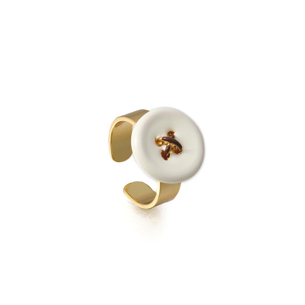GEMCHIC Women s Vintage Enamel Button Open Ring, Retro Gold Tone Adjustable Cuff Ring for Women