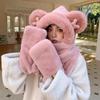 Sombrero de Peluche con Orejas de Conejo y Bufanda Para Mujer Estilo Invierno Lindo Grueso Cálido Protector de Orejas Sombrero Lei Feng