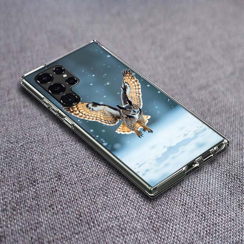 Owl in Winter Phone Case For Samsung Galaxy S24 S23 S21 S20 FE S22 S26 Ultra S25 Edge S10 Plus Cover Clear TPU Capa Shell Coque
