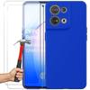 Protective Case - E.F.CONNECTION - for OPPOReno 8 Pro 5G - Soft Silicone - 2 Tempered Glass - Blue
