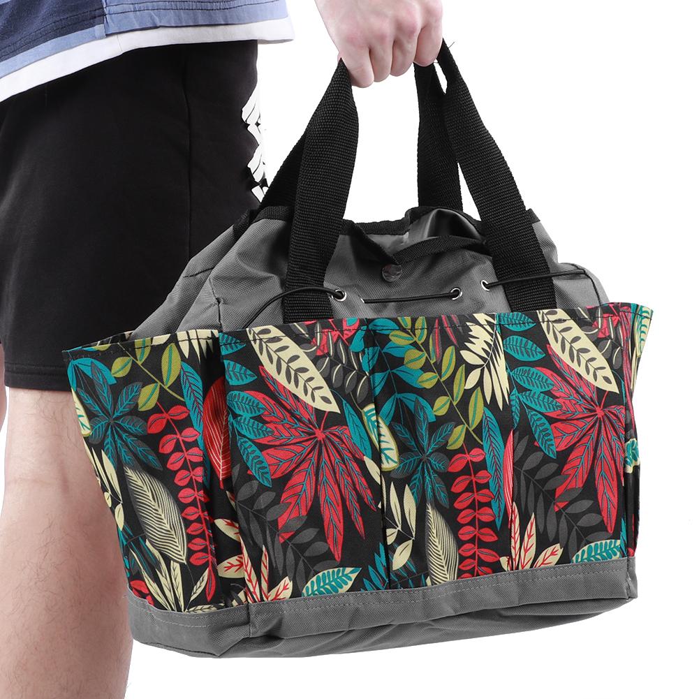 Bolsa de Ferramentas de Jardim Portátil com Combinação de Cores em Poliéster de Mão para Armazenamento ao Ar Livre Cor Cinza Flor