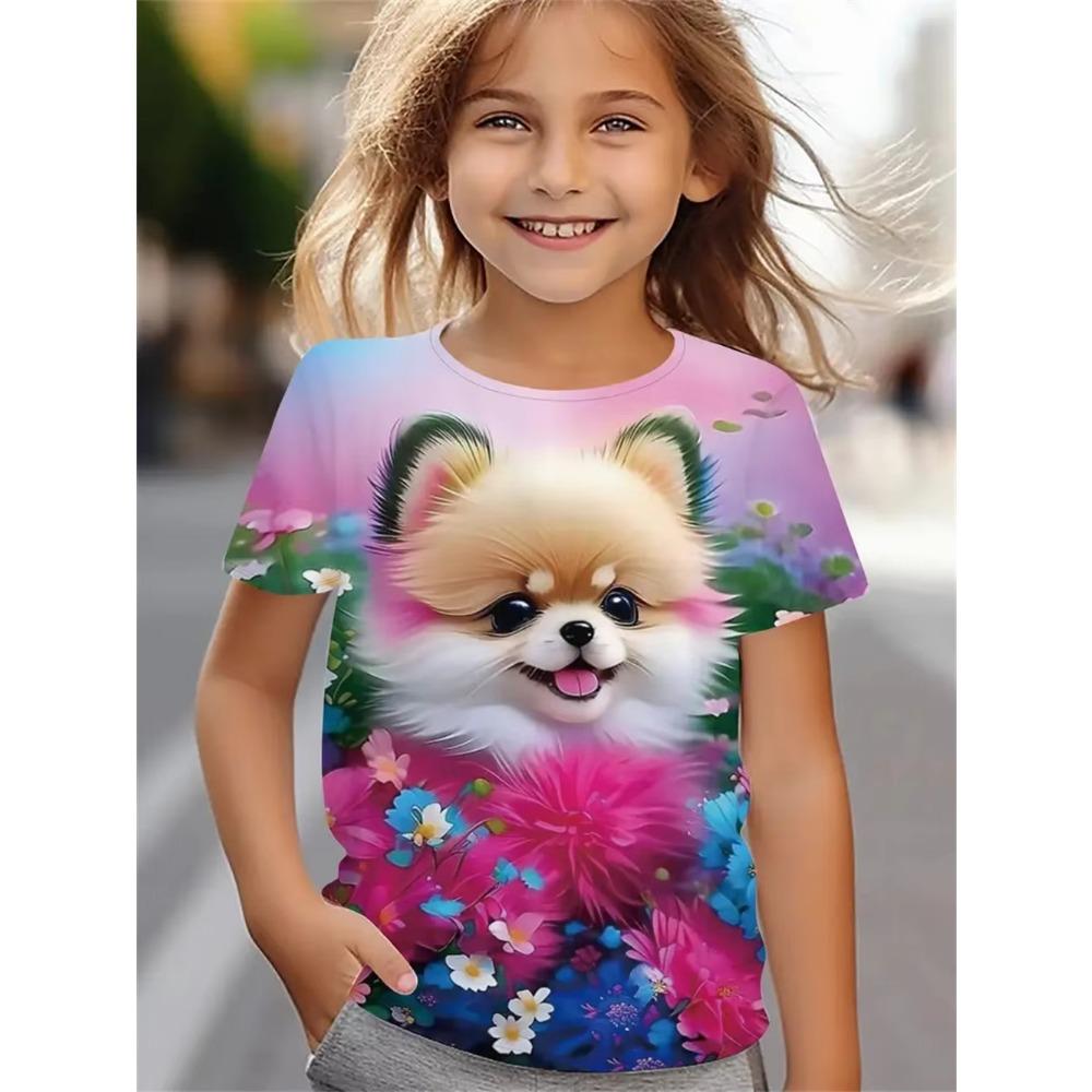 Cute Dog 3D Print Girls Clothes Cartoon Animal Trendy Children Clothing Casual Dog Lover Top