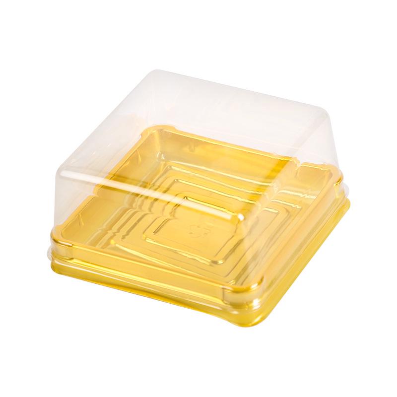 Mid-Autumn Festival Mooncake Box with Lid, Clear Cake Blister, Gold Plastic Tray