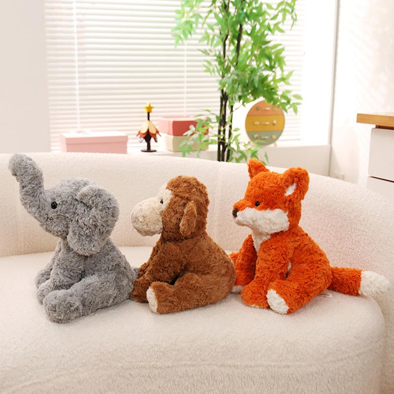 Wavy Fur Forest Animals Doll Soft and Adorable Plush Pig Monkey Fox Sheep Pillow Toy Elephant Reindeer Kawaii Super Soft Gift