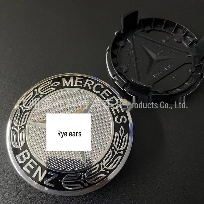 Compatibel Mercedes 75MM Wielnaafdop Embleem - Zilver & Zwart Bandenkap