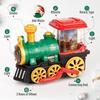 Electric Steam Train Toy, Crash Truck with Steam Locomotive, Smoke, Lights and Sounds, 360 Degree Rotating Christmas Train Truck