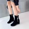 Autumn and winter new wedge heel short boots high heel medium boots matte short boots inner height increase Martin boots  women's shoes