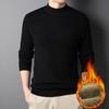 New Winter Men's Solid Color Fleece Thickened Integrated Fleece Knitted Sweater Semi-turtleneck Men's